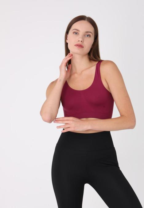 Bustieră Lejeră cu Bretele Late – Fără Push-up,Culoare Bordo,Engros